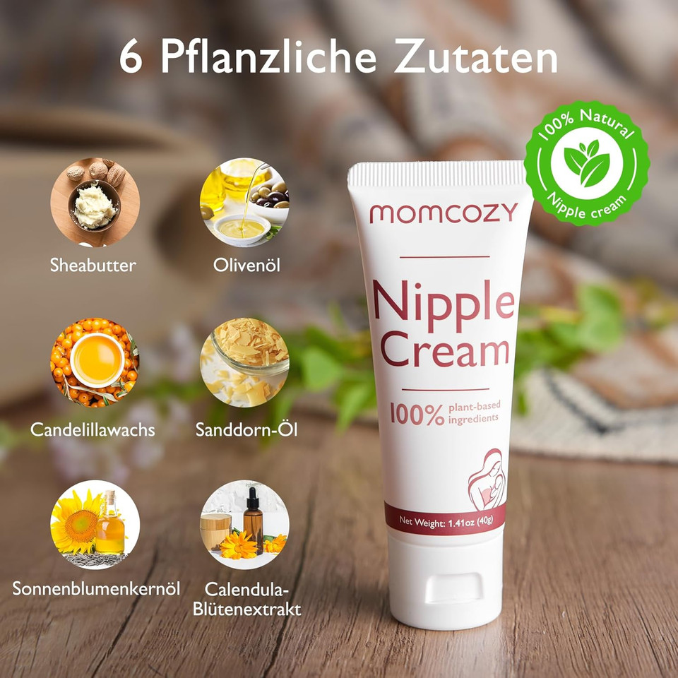 Momcozy 100% Natural Nipple Cream, Vegan Lanolin-Free Nipple Balm, Soothing Cream For Sore, Cracked Nipples, Breastfeeding Essentials For Nursing & Pumping Moms, 1.41 Oz Momcozy 100% Natural Nipple Cream, Vegan Lanolin-Free Nipple Balm, Soothing Cream For Sore, Cracked Nipples, Breastfeeding Essentials For Nursing & Pumping Moms, 1.41 Oz