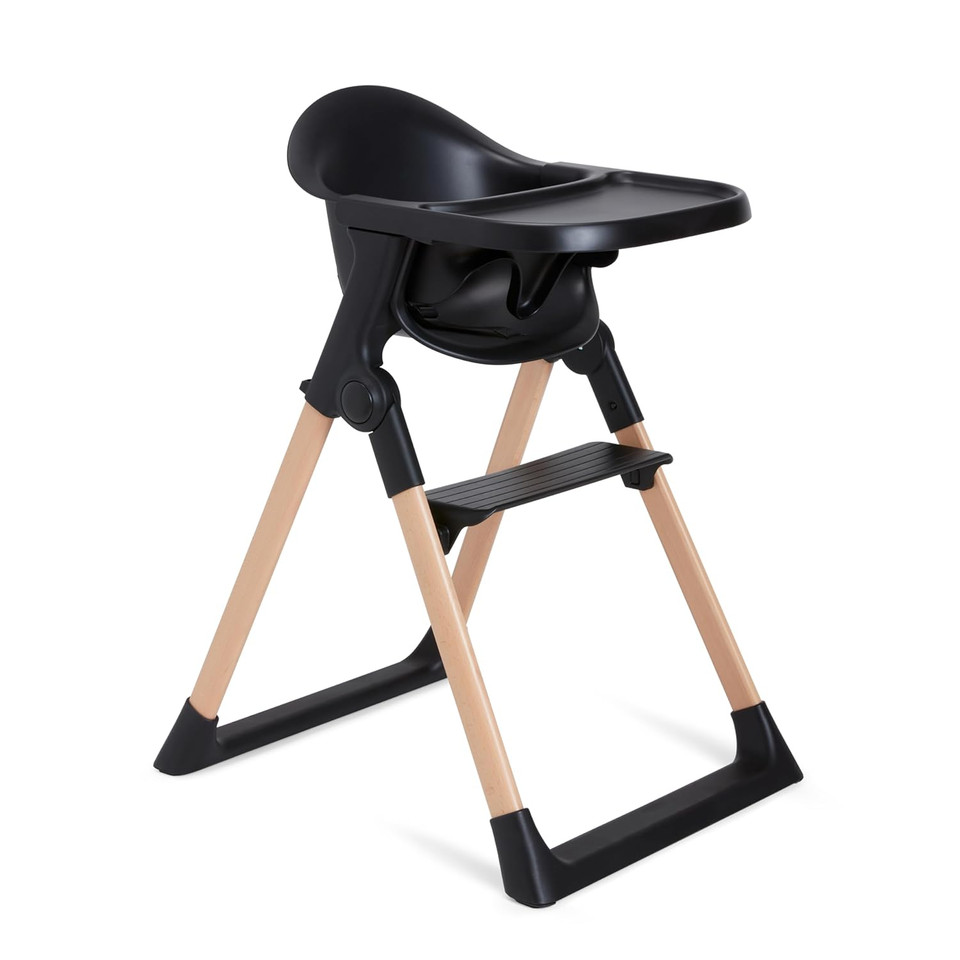 Munchkinã¢Â® Floatã¢Â Foldable Baby And Toddler High Chair - Easy Clean, Compact And Lightweight, Great For Small Spaces, Black With Wooden Legs