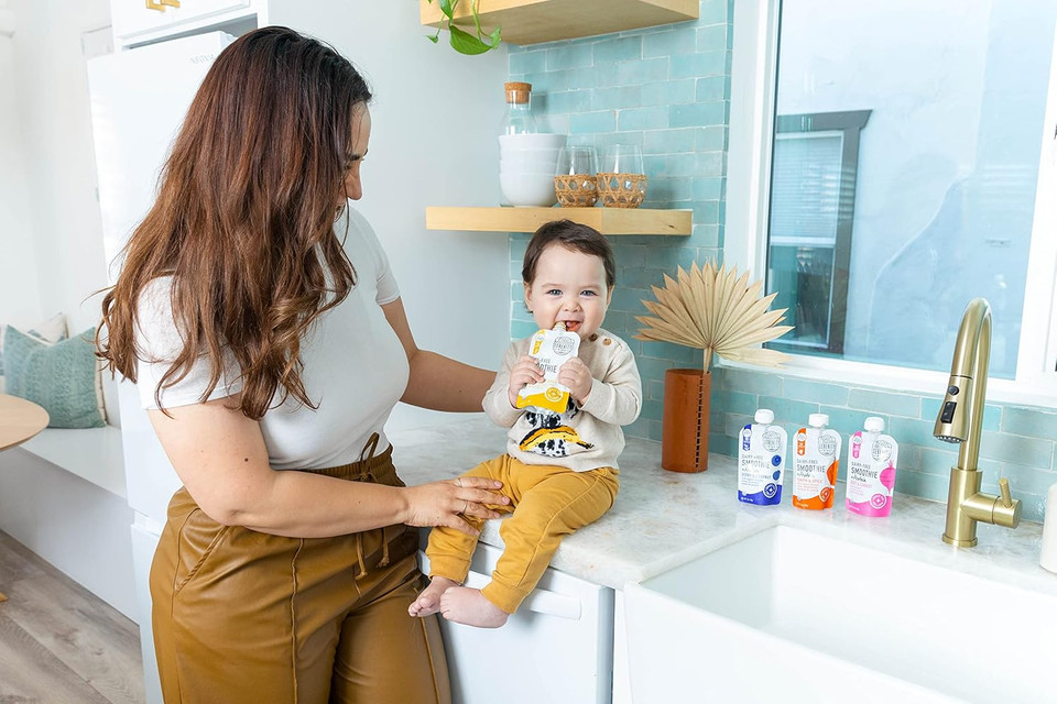 Serenity Kids 6+ Months Dairy-Free Smoothie Baby Food | Usda Organic | Grass Fed Collagen Protein | 3.5 Ounce Bpa-Free Pouch | Variety Pack | 8 Count