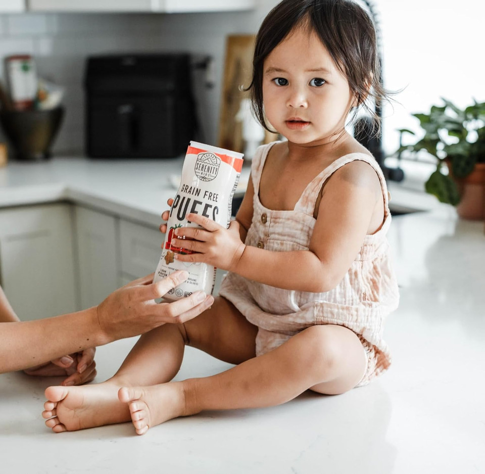 Serenity Kids 6+ Months Grain Free Puffs Toddler & Baby Snack | No Added Sugar, Gluten & Rice Free, Allergen Free | Made With Organic Cassava, Veggies, And Herbs | Bone Broth Variety Pack | 6 Count