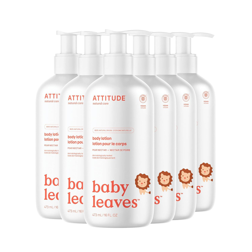 Attitude Baby Lotion, Ewg Verified Moisturizer, Dermatologically Tested Moisturizing Cream, Vegan And Cruelty-Free, Pear Nectar, 16 Fl Oz (Pack Of 6)