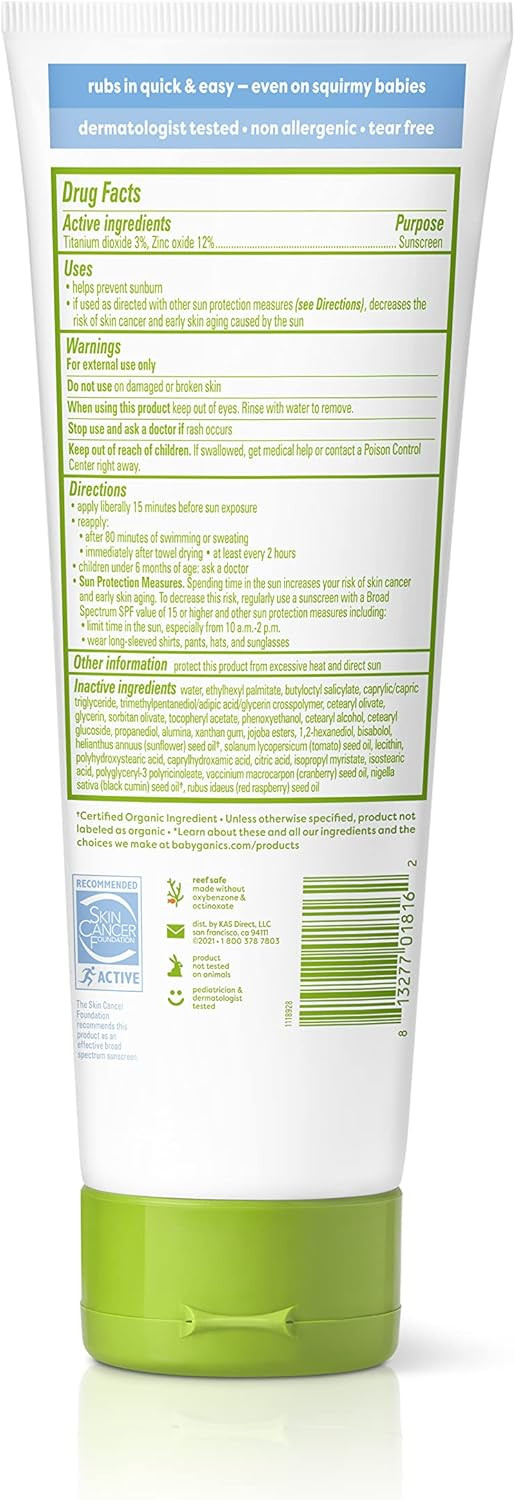 Babyganics Spf 50 Baby Mineral Sunscreen Lotion | Uva Uvb Protection | Octinoxate & Oxybenzone Free | Water Resistant, Value Size, 8Oz