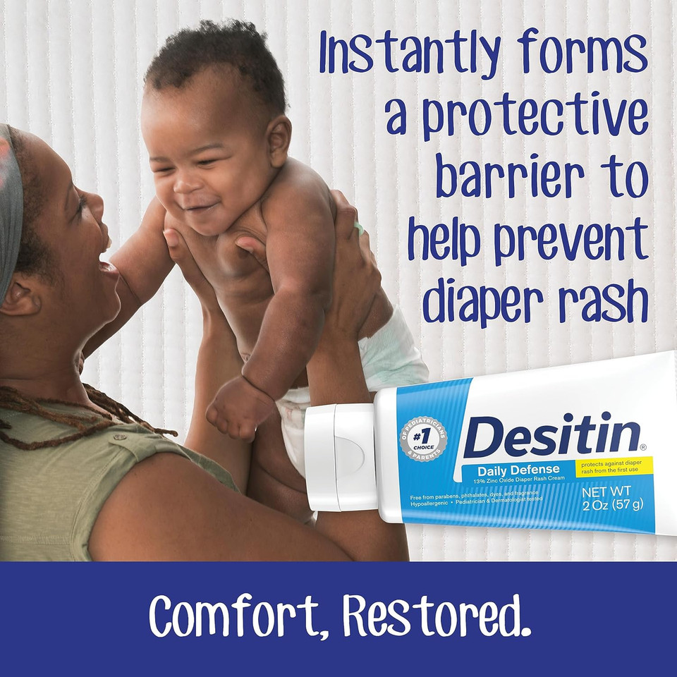 Desitin Daily Defense Baby Diaper Rash Cream With Zinc Oxide To Treat, Relieve & Prevent Diaper Rash, Hypoallergenic, Dye-, Phthalate- & Paraben-Free, 4.8 Oz Desitin Daily Defense Baby Diaper Rash Cream With Zinc Oxide To Treat, Relieve & Prevent Diaper Rash, Hypoallergenic, Dye-, Phthalate- & Paraben-Free, 4.8 Oz