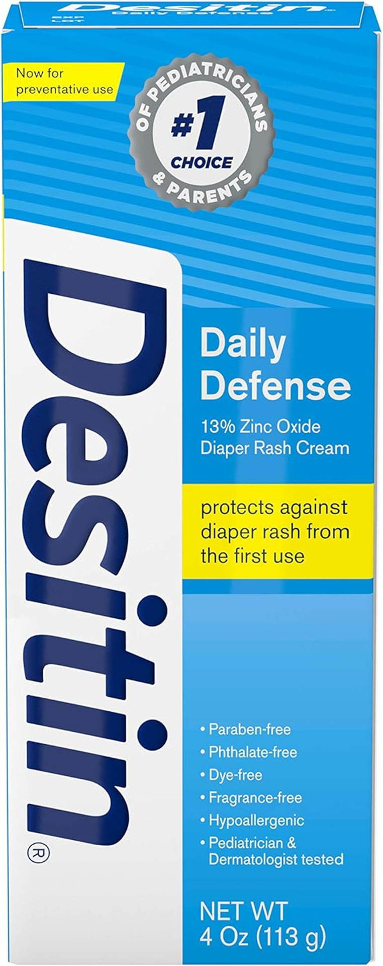 Desitin Daily Defense Baby Diaper Rash Cream With Zinc Oxide To Treat, Relieve & Prevent Diaper Rash, Hypoallergenic, Dye-, Phthalate- & Paraben-Free, 4 Oz Desitin Daily Defense Baby Diaper Rash Cream With Zinc Oxide To Treat, Relieve & Prevent Diaper Rash, Hypoallergenic, Dye-, Phthalate- & Paraben-Free, 4 Oz