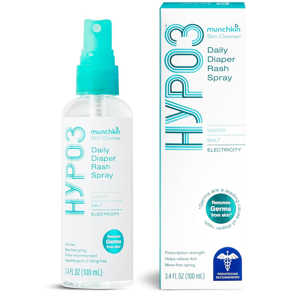 Munchkinã¢Â® Hyp03ÃÂ Diaper Rash Spray With Hypochlorous Acid, Removes Rash-Causing Germs And Helps Promote Healing Of Irritated Skin, Gentle For Sensitive & Eczema-Prone Skin, 3.4Oz Mess-Free Spray