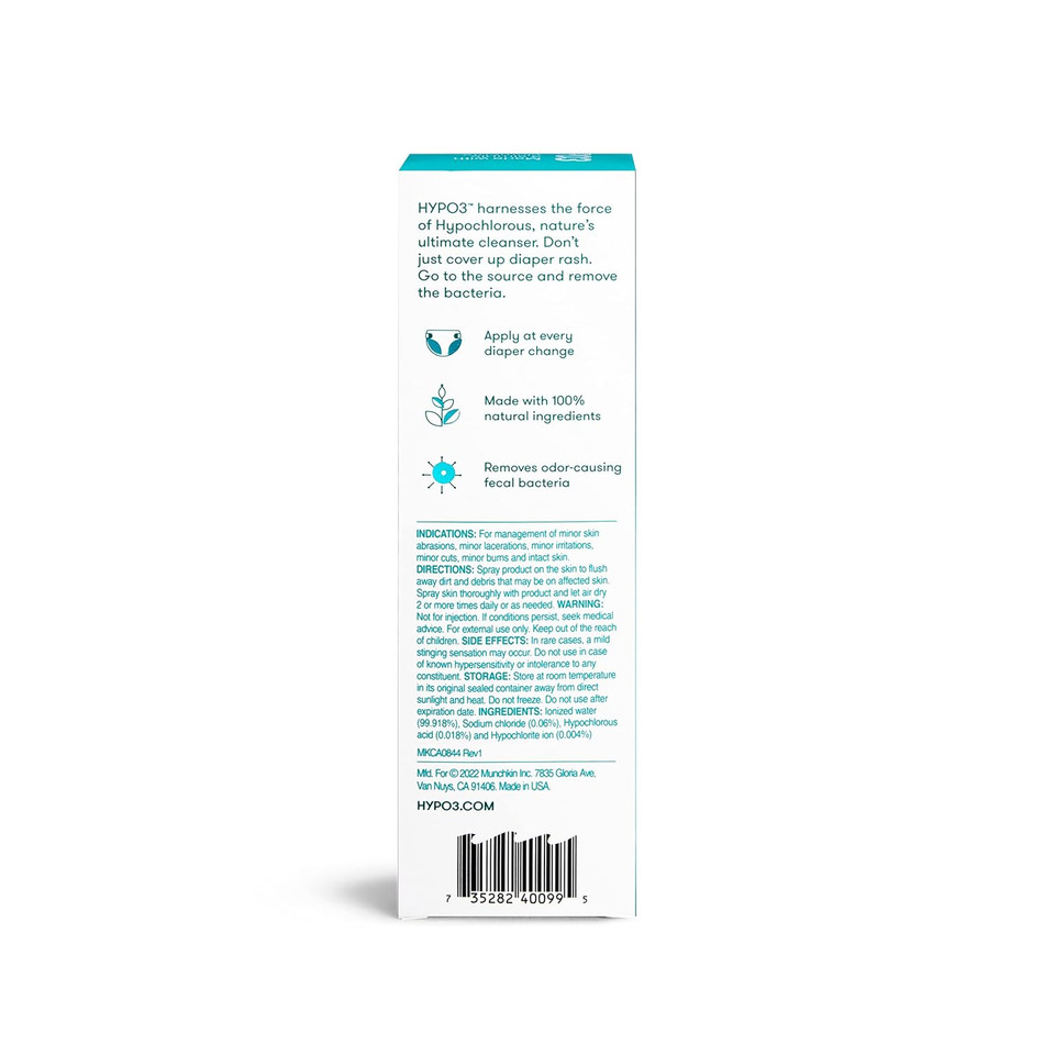 Munchkinã¢Â® Hyp03ÃÂ Diaper Rash Spray With Hypochlorous Acid, Removes Rash-Causing Germs And Helps Promote Healing Of Irritated Skin, Gentle For Sensitive & Eczema-Prone Skin, 3.4Oz Mess-Free Spray