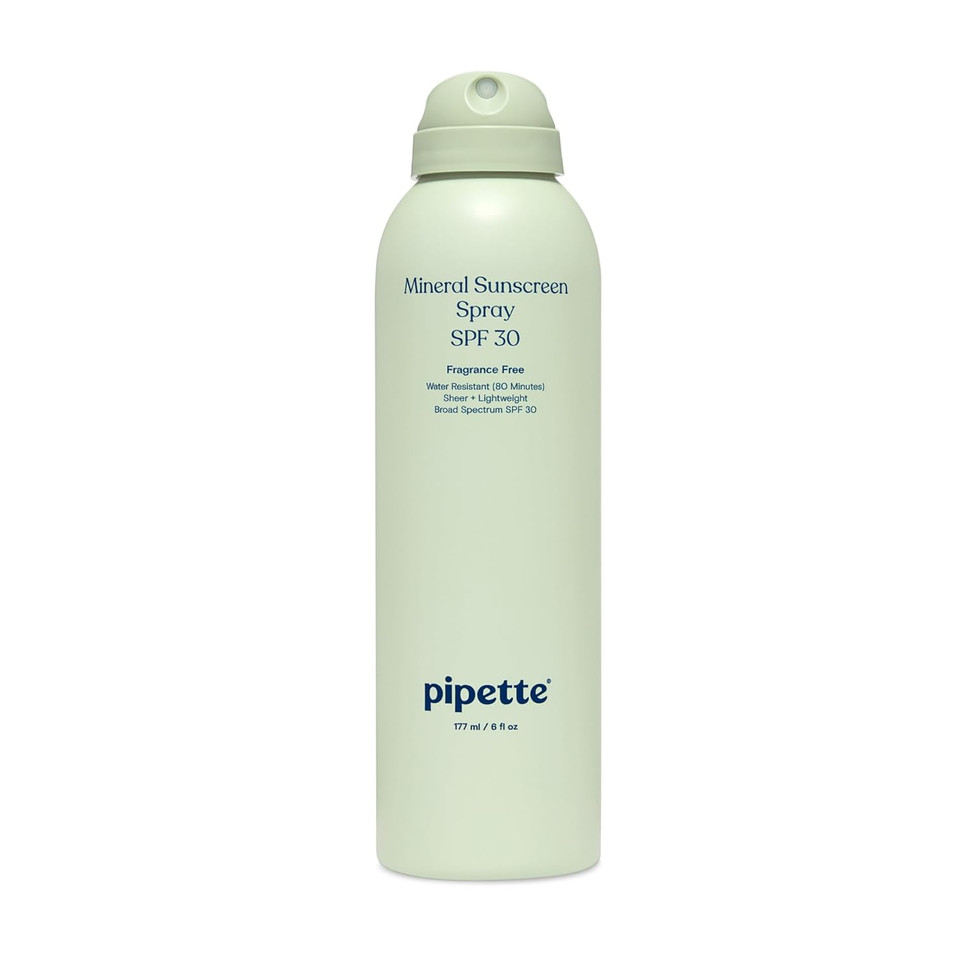 Pipette Baby Mineral Sunscreen Spray Spf 30, Broad Spectrum With Non-Nano Zinc Oxide, Water Resistant Uvb/Uva Non-Toxic Sun Protection For Kids & Sensitive Skin, 6 Oz
