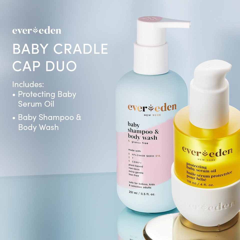 Evereden Baby Cradle Cap Care Bundle: Clean & Vegan Shampoo, Body Wash, Protecting Oil For Newborns - Great For The Whole Family