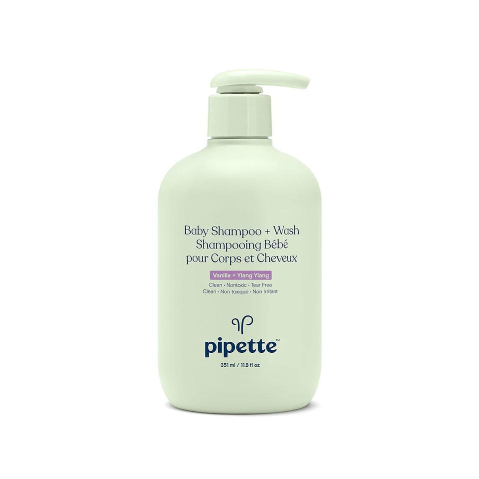 Pipette Baby Shampoo And Body Wash - Fragrance Free, Tear-Free Bath Time, Hypoallergenic, Moisturizing Plant-Derived Squalane, New Formula, 11.8 Fl Oz