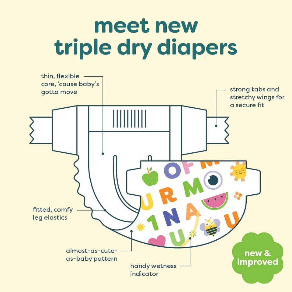 Babyganics Size 5, 100 Count, Absorbent, Breathable, Triple Dry Protection Diapers
