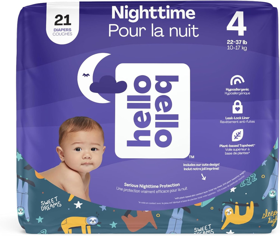 Hello Bello Nighttime Baby Diapers  Size 4 - Ultra Absorbent & Hypoallergenic For Overnight Diapers For Extended Protection - 21 Diapers