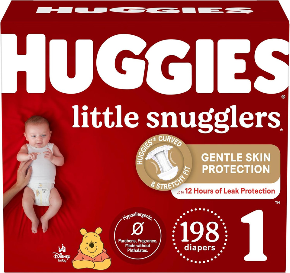 Huggies Size 1 Diapers, Little Snugglers Diapers, Size 1 (8-14 Lbs), 198 Ct (6 Packs Of 33)