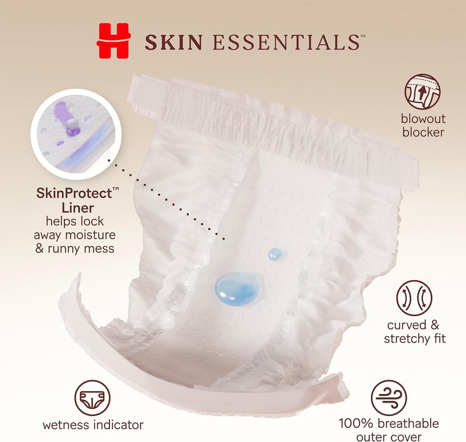 Huggies Size 1 Diapers, Skin Essentials Baby Diapers, Size 1 (8-14 Lbs), 198 Count (3 Packs Of 66)