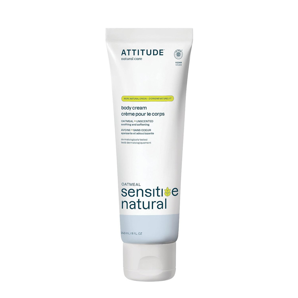 Attitude Body Cream For Sensitive Skin With Oat, Ewg Verified, Dermatologically Tested, Vegan, Avocado Oil, 8 Fl Oz