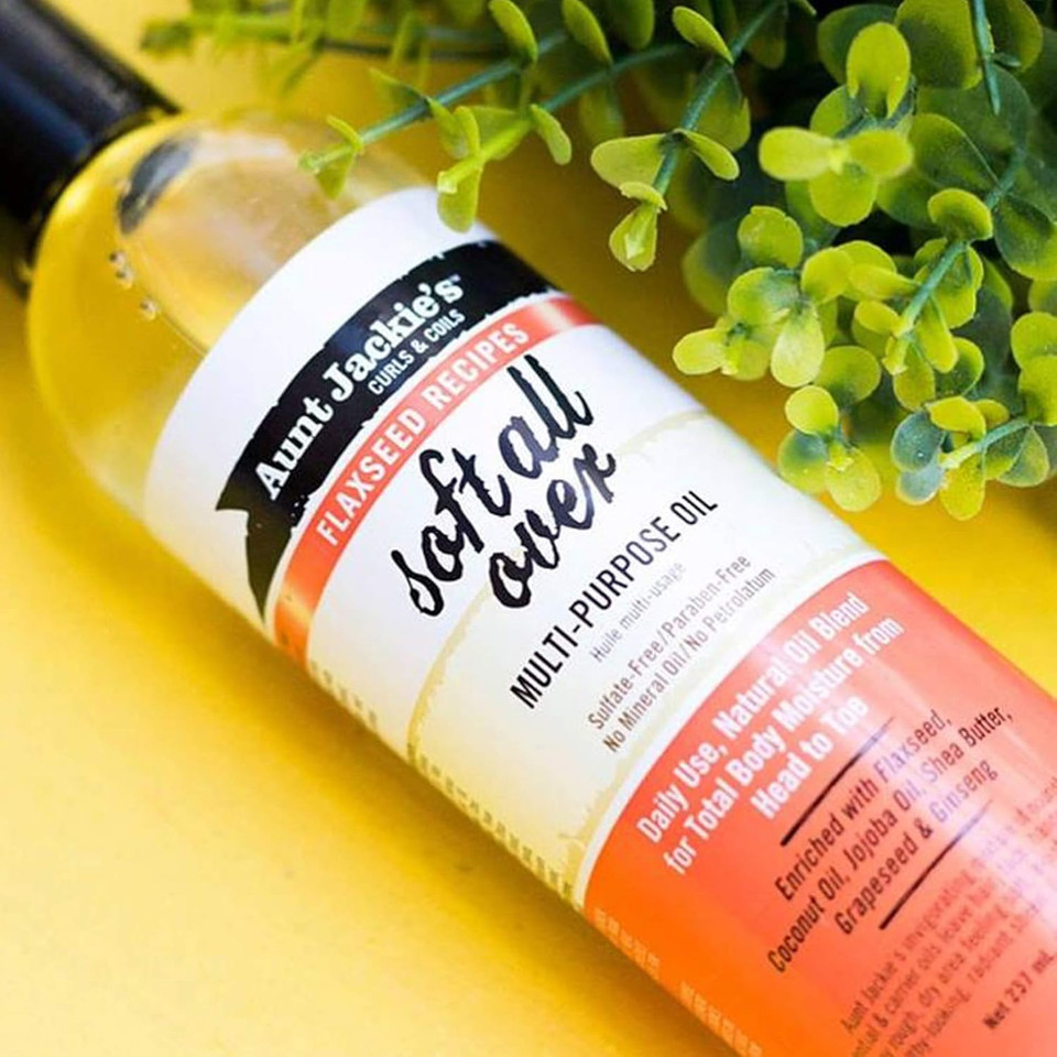 Aunt Jackie'S Flaxseed Recipes Soft All Over, Multi-Use Oil For Hair And Body, Enriched With Flaxseed, Avocado, Coconut Oil And Marshmallow Root, Bottle 8 Fl Oz