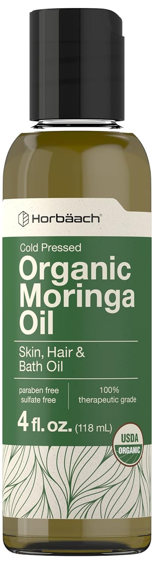 Horbã£Â¤Ach Organic Moringa Oil | 4 Fl Oz | For Face, Hair, And Skin | 100% Therapeutic Grade | Paraben And Sulfate Free, Non-Gmo