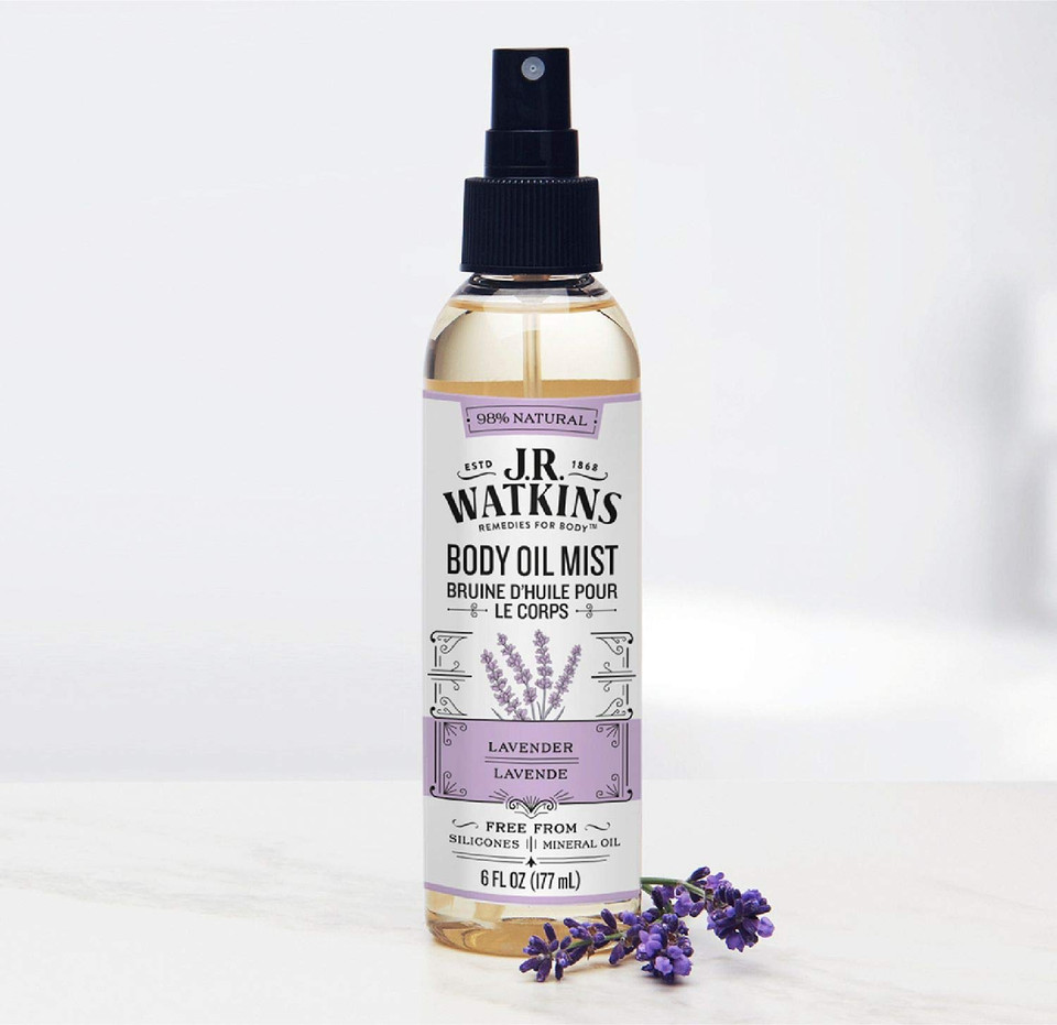 J.R. Watkins Natural Hydrating Body Oil Mist, Moisturizing Body Oil Spray For Glowing Skin, Usa Made And Cruelty-Free, Lavender, 6 Fl Oz, Single