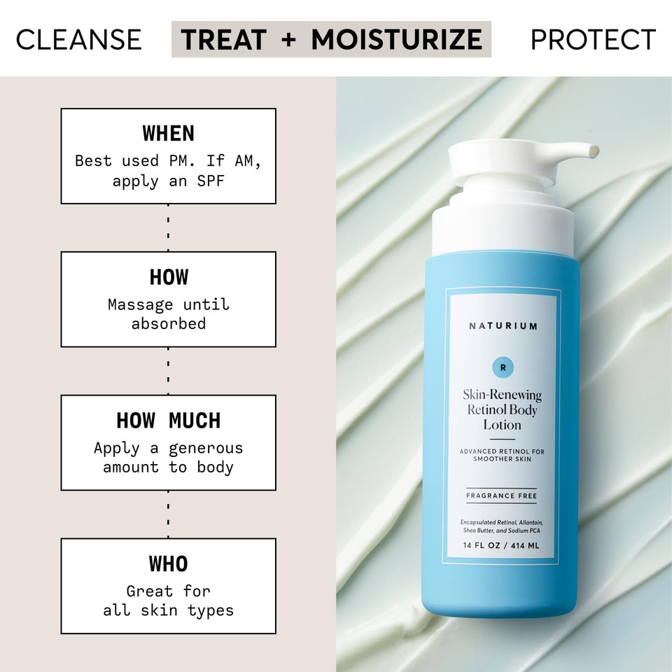 Naturium Skin-Renewing Retinol Body Lotion, Advanced Firming Anti-Aging Skin Care, With Encapsulated Retinol & Shea Butter, 8 Oz