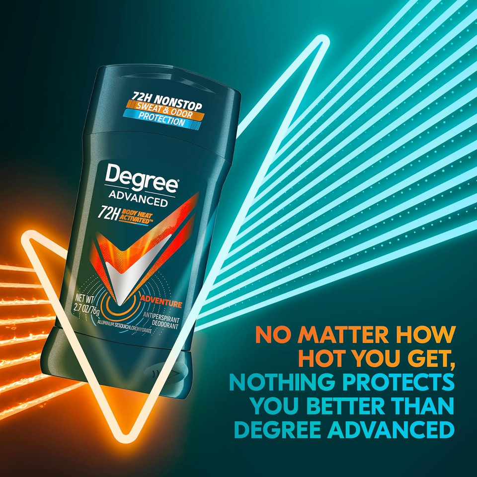 Degree Men Antiperspirant Deodorant Adventure 72-Hour Sweat And Odor Protection Antiperspirant For Men With Body Heat Activated Technology 2.7 Oz Degree Men Antiperspirant Deodorant Adventure 72-Hour Sweat And Odor Protection Antiperspirant For Men With Body Heat Activated Technology 2.7 Oz