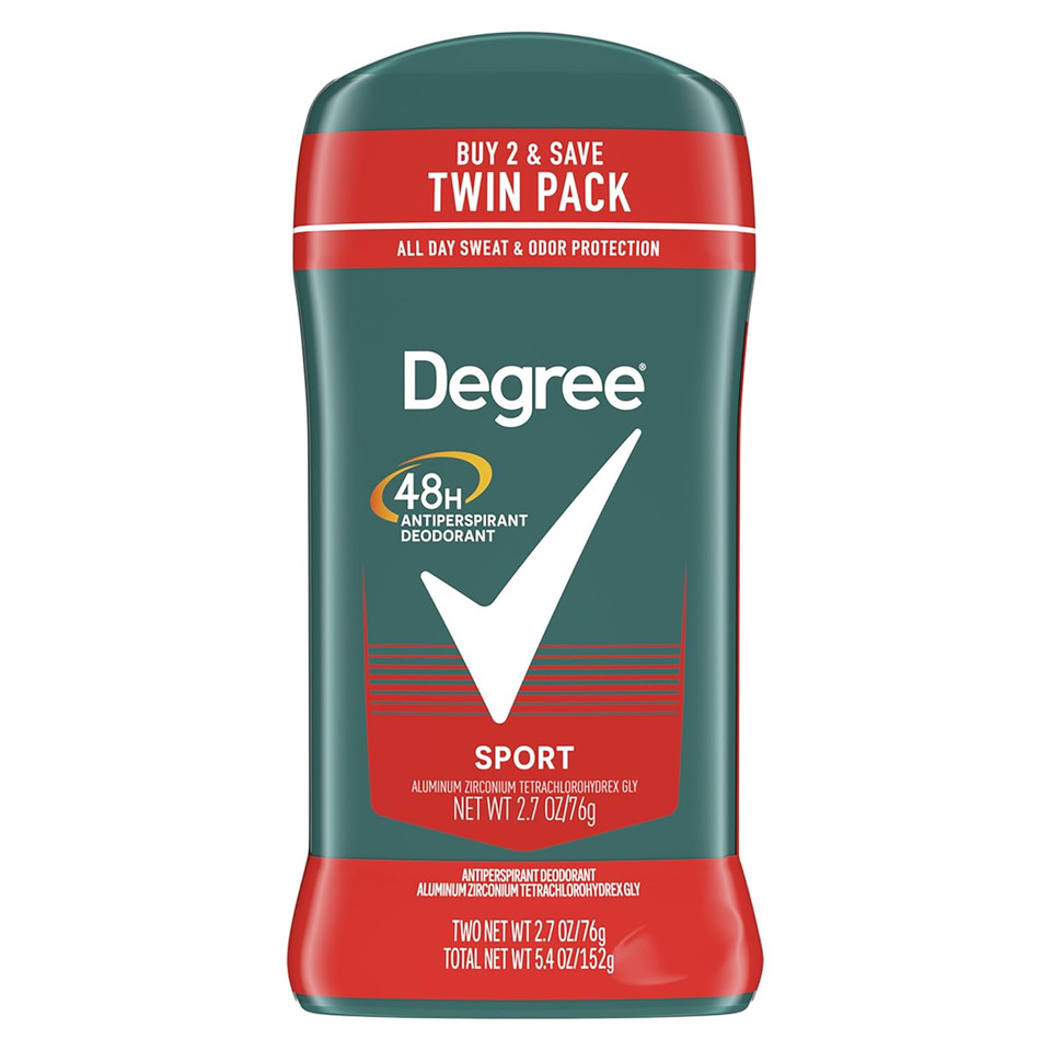 Degree Men Original Antiperspirant Deodorant For Men, Pack Of 2, 48-Hour Sweat And Odor Protection, Sport 2.7 Oz