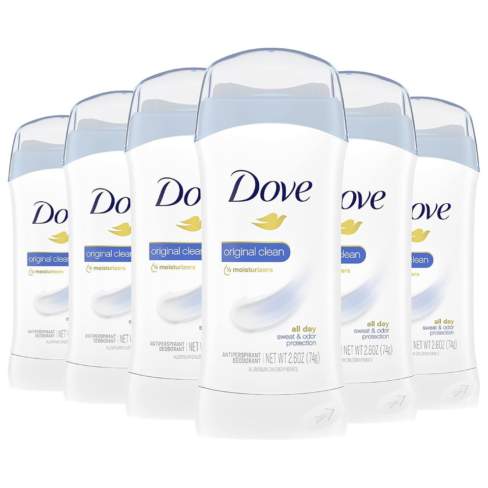 Dove Invisible Solid Antiperspirant Deodorant Stick For Women, Original Clean, For All Day Underarm Sweat And Odor Protection 2.6 Oz, Pack Of 6 Dove Invisible Solid Antiperspirant Deodorant Stick For Women, Original Clean, For All Day Underarm Sweat And Odor Protection 2.6 Oz, Pack Of 6