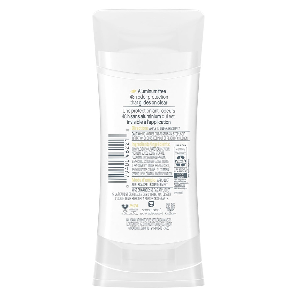 Dove 0% Aluminum Deodorant Stick Cucumber And Green Tea 4 Count Non-Irritating Deodorant For Underarm Care Kindest Aluminum Free Deodorant 2.6 Oz