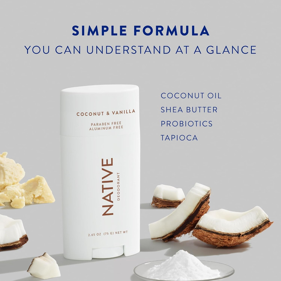 Native Deodorant Contains Naturally Derived Ingredients, 72 Hour Odor Control | Deodorant For Women And Men, Aluminum Free With Baking Soda, Coconut Oil And Shea Butter | Coconut & Vanilla, 3-Pack Native Deodorant Contains Naturally Derived Ingredients, 72 Hour Odor Control | Deodorant For Women And Men, Aluminum Free With Baking Soda, Coconut Oil And Shea Butter | Coconut & Vanilla, 3-Pack
