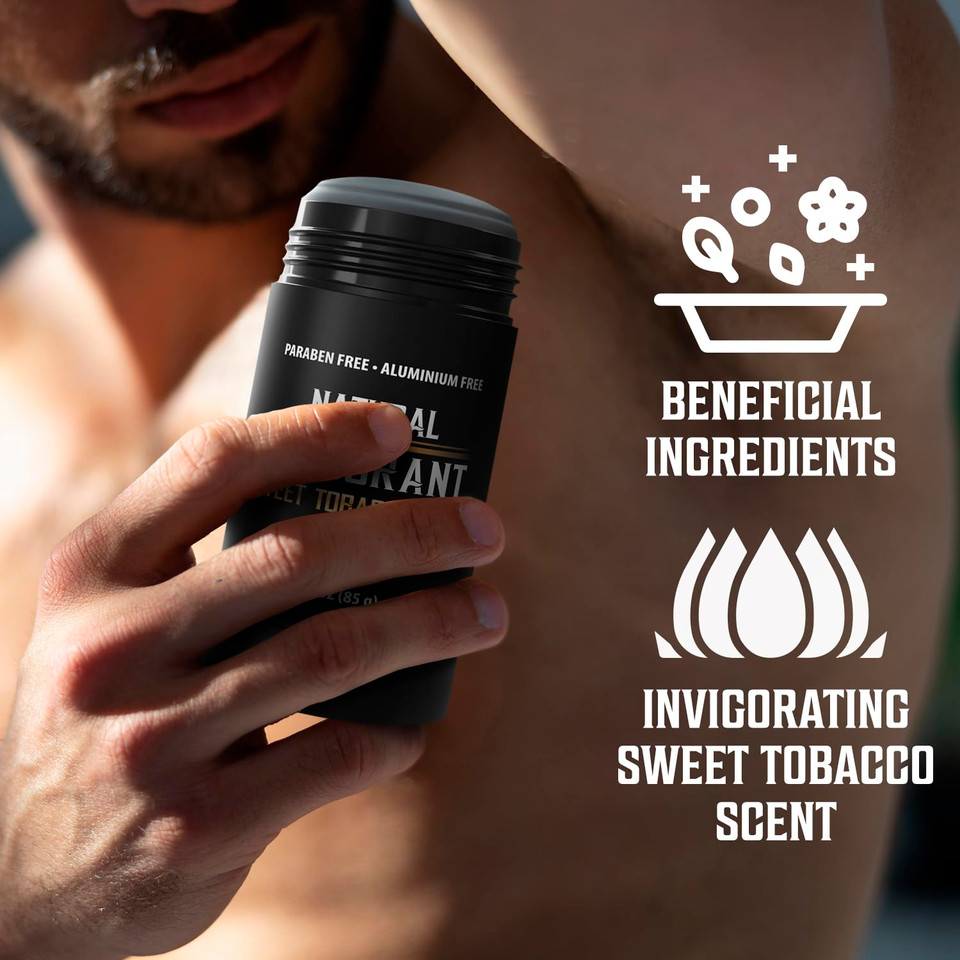 Viking Revolution Sweet Tobacco Deodorant For Men - Natural Deodorant For Men Charcoal Deodorant Men With Shea Butter, Coconut Oil, Baking Soda, Beeswax - Mens Deodorant Aluminum Free (3Oz)