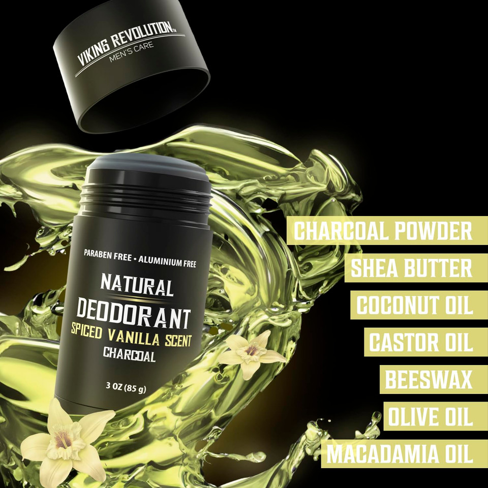 Viking Revolution Spiced Vanilla Deodorant For Men - Natural Deodorant For Men Charcoal Deodorant Men With Shea Butter, Coconut Oil, Baking Soda, Beeswax - Mens Deodorant Aluminum Free (3Oz) Viking Revolution Spiced Vanilla Deodorant For Men - Natural Deodorant For Men Charcoal Deodorant Men With Shea Butter, Coconut Oil, Baking Soda, Beeswax - Mens Deodorant Aluminum Free (3Oz)