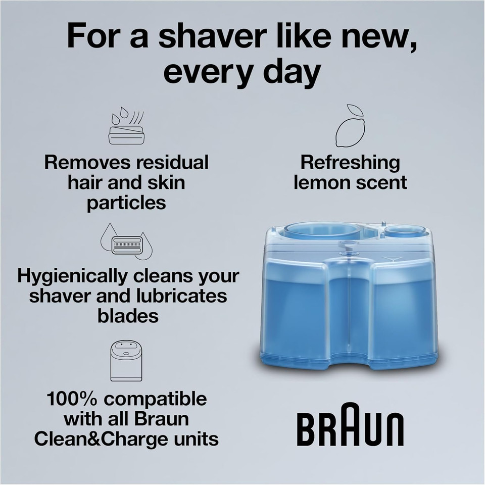 Braun Clean & Renew Refill Cartridges Ccr, Replacement Shaver Cleaner Solution For Clean&Charge Cleaning System, Pack Of 3