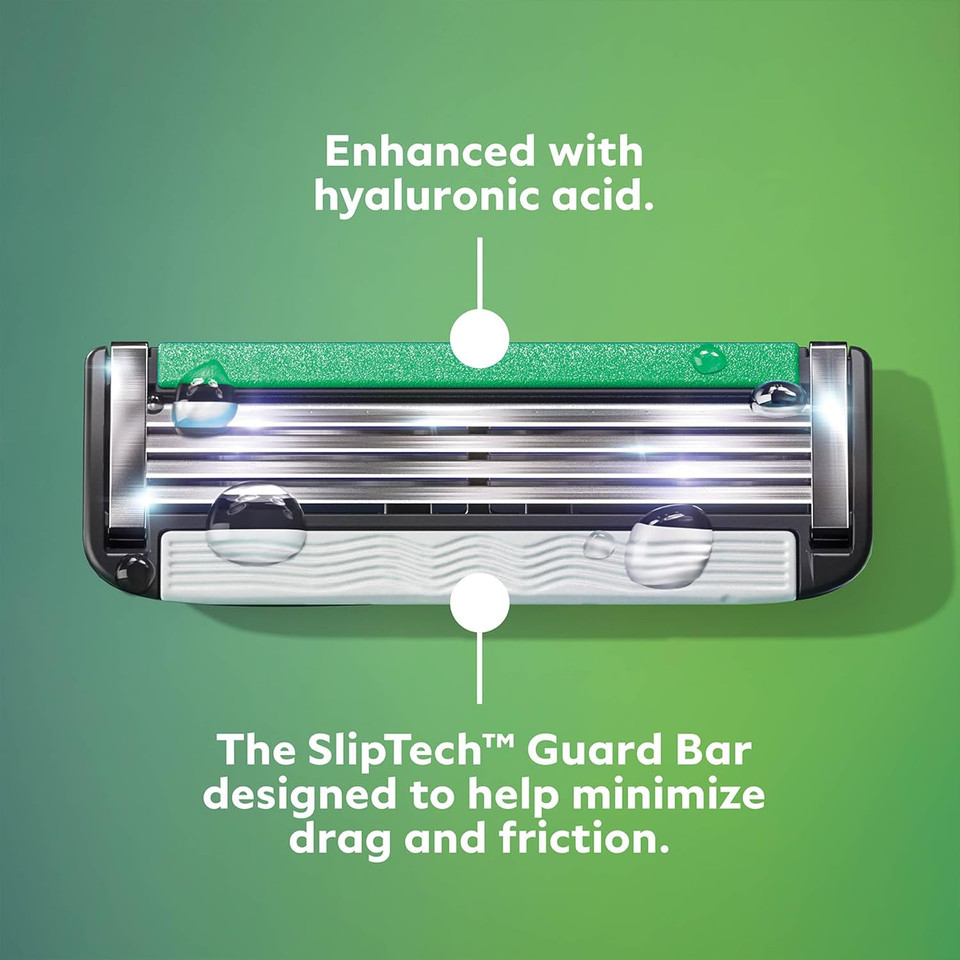 Dollar Shave Club | Acne Friendly 4 Blade Razor Refill Cartridges, 8 Count, Suitable For Breakout Prone Skin | Razors For Acne-Prone Skin With Hyaluronic Acid-Infused Lubricated Strip