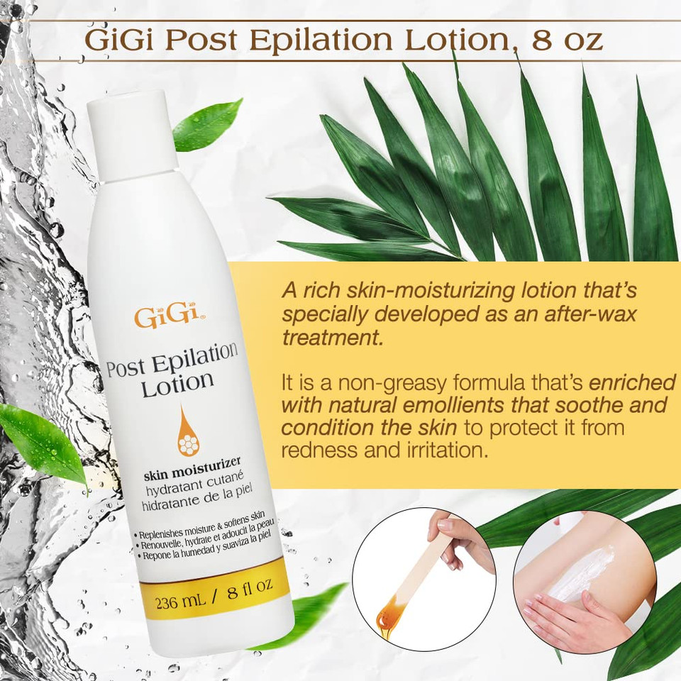 Gigi Post Epilation Lotion, Skin Moisturizer, Replenishes Moisture And Softens Skin, 8 Fl. Oz