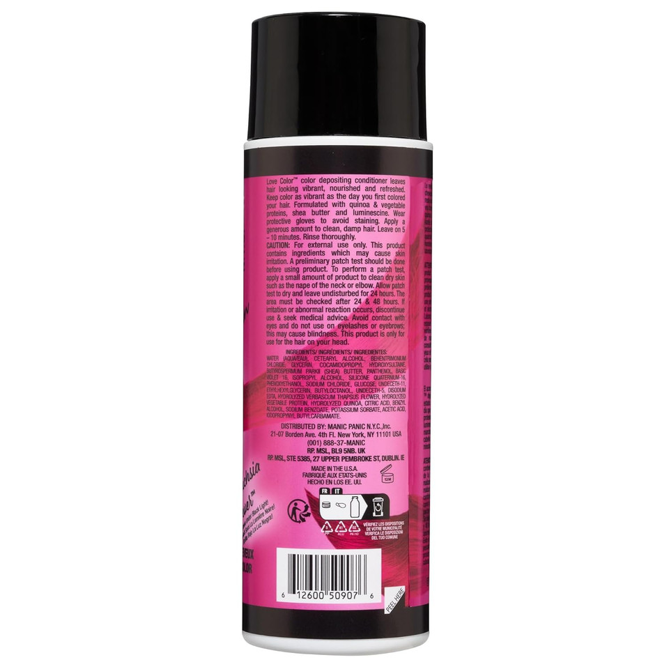 Manic Panic Love Colors Fuchia Fever Color Depositing Conditioner For Vibrancy And Hydration - Cool Deep Pink Hair Color - Vegan, Ammonia And Gluten-Free (8Oz)Fuchsia