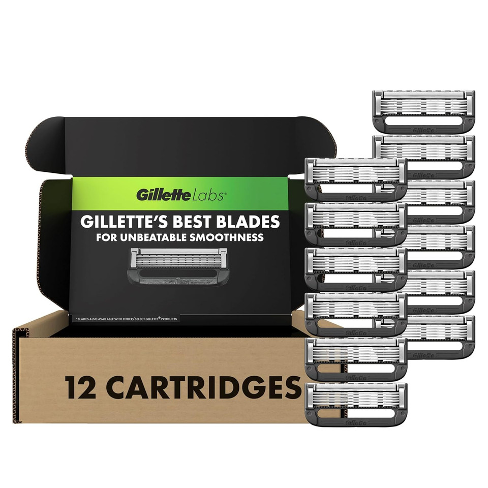 Gillette Labs Mens Razor Blade Refills Compatible With Gillette Labs Razors - 4 Cartridges With Exfoliating Bar