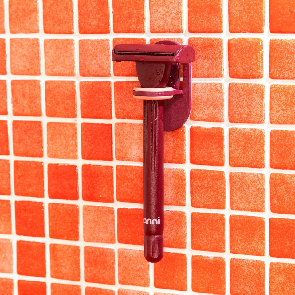 Hanni Hero Safety Razor Holder, Shower Or Bathroom Organizer, Heavy Duty Storage Stand For Razors, Home Or Apartment Essentials, Shaving Accessories For Women And Men, Bathroom Essentials, Burgundy