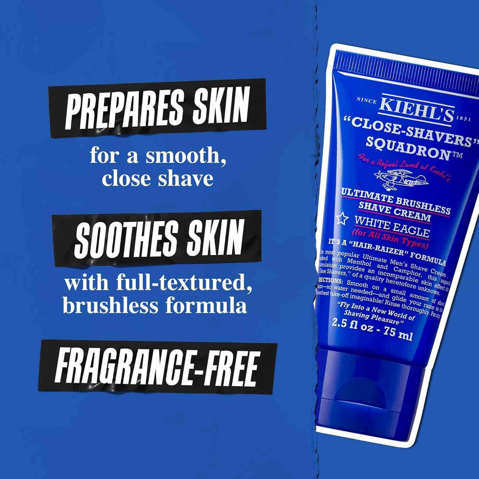 Kiehl'S Ultimate Brushless Shave Cream With Menthol White Eagle, For All Skin Types, With Menthol & Camphor, Instant Refreshing & Cooling Effect, Minimizes Irritation, Primes Skin For Close Shave