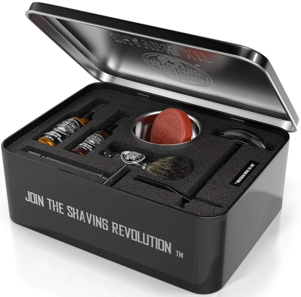 Luxury Safety Razor Shaving Kit - Includes Double Edge Safety Razor, Stand, Bowl, After-Shave Balm, Pre-Shave Oil, Badger Brush