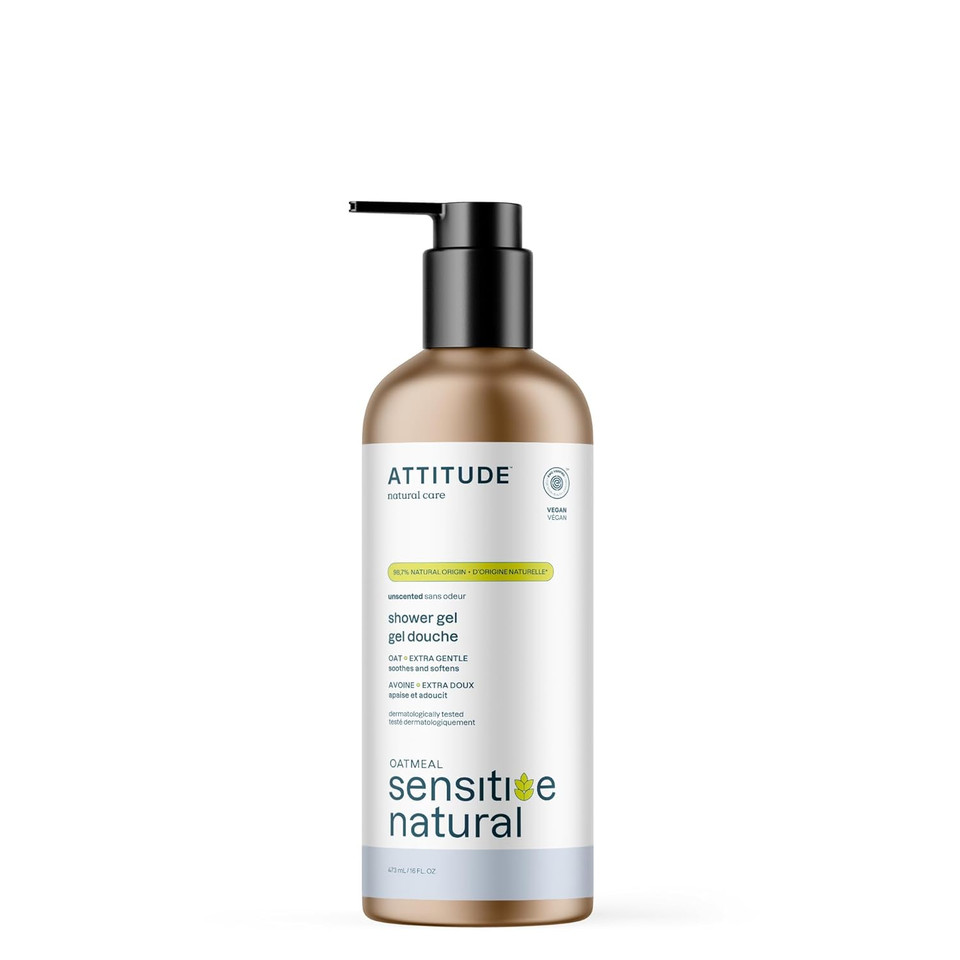 Attitude Body Wash For Sensitive Skin, Ewg Verified Shower Gel, Soothing Oat, Dermatologically Tested, Plant And Mineral-Based, Vegan Personal Care, Unscented, Bulk Refill, 67.6 Fl Oz