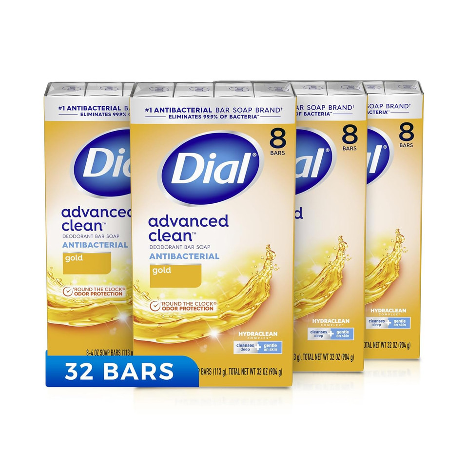 Dial Antibacterial Bar Soap, Gold, 8 Count (Pack Of 4)