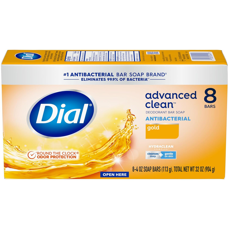 Dial Antibacterial Bar Soap, Gold, 8 Count (Pack Of 4)
