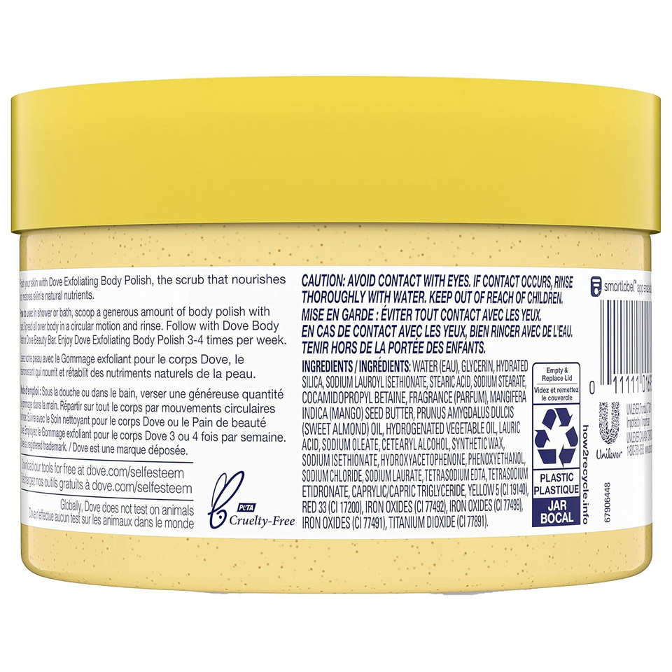 Dove Scrub For Silky Smooth Skin Brown Sugar & Coconut Butter Body Scrub Exfoliates & Restores Skin'S Natural Nutrients, 10.5 Oz, 4 Count