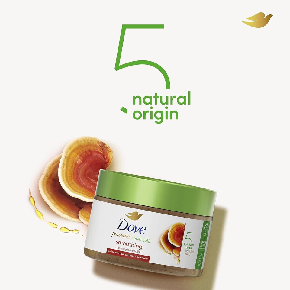 Dove Powered By Nature Smoothing Body Polish Exfoliating With 5 Natural Origin Ingredient Blend For Skin Care 10.5 Oz