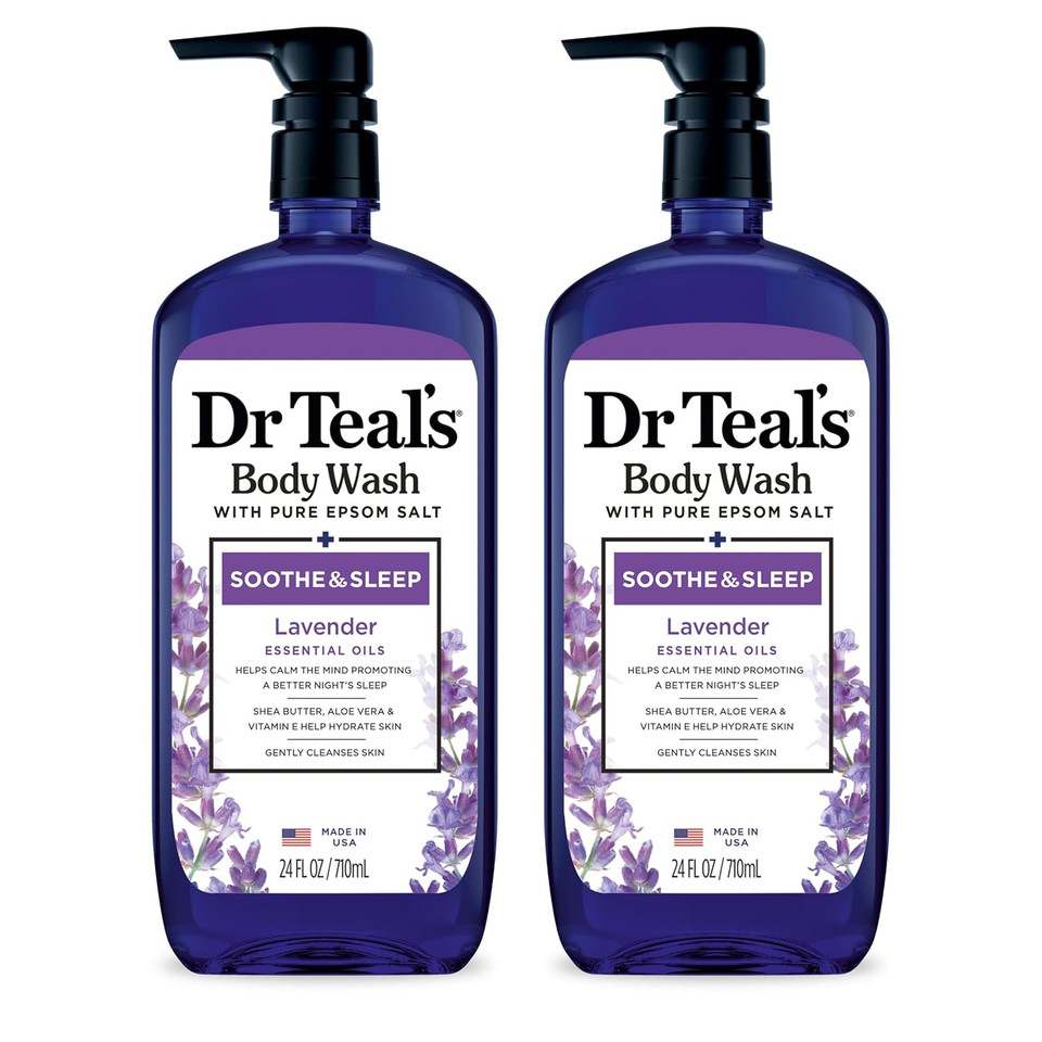 Dr Teal'S Body Wash With Pure Epsom Salt, Soothe & Sleep With Lavender, 24 Fl Oz (Pack Of 2) (Packaging May Vary)