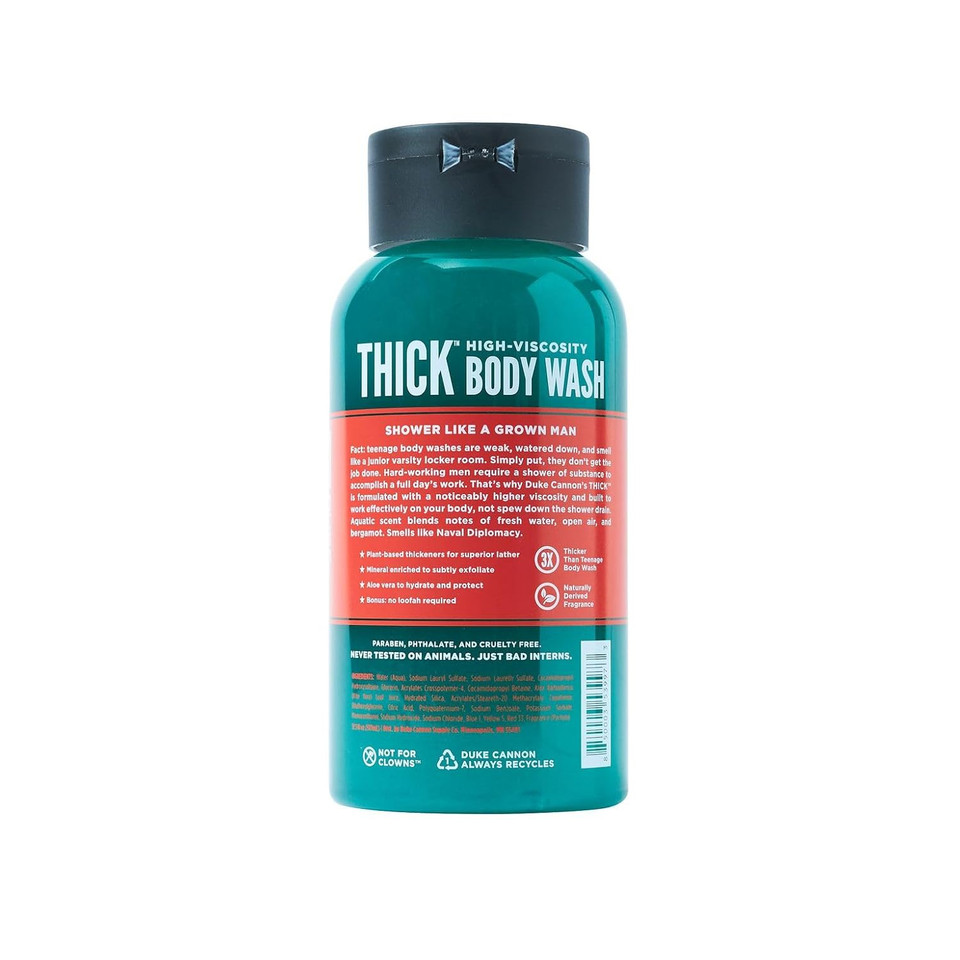 Duke Cannon Supply Co. Thick High-Viscosity Body Wash For Men Superior - Premium Ingredients, Plant-Based Thickeners, Superior Lather, Natural Exfoliate, 17.5 Fl Oz