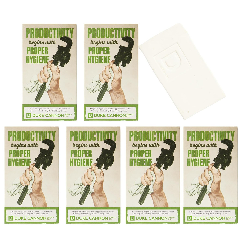 Duke Cannon Supply Co. Big Brick Of Soap Bar For Men - Superior Grade, Extra Large, All Skin Types, 10 Oz (6 Pack) (Productivity, 10 Oz (Pack Of 6))