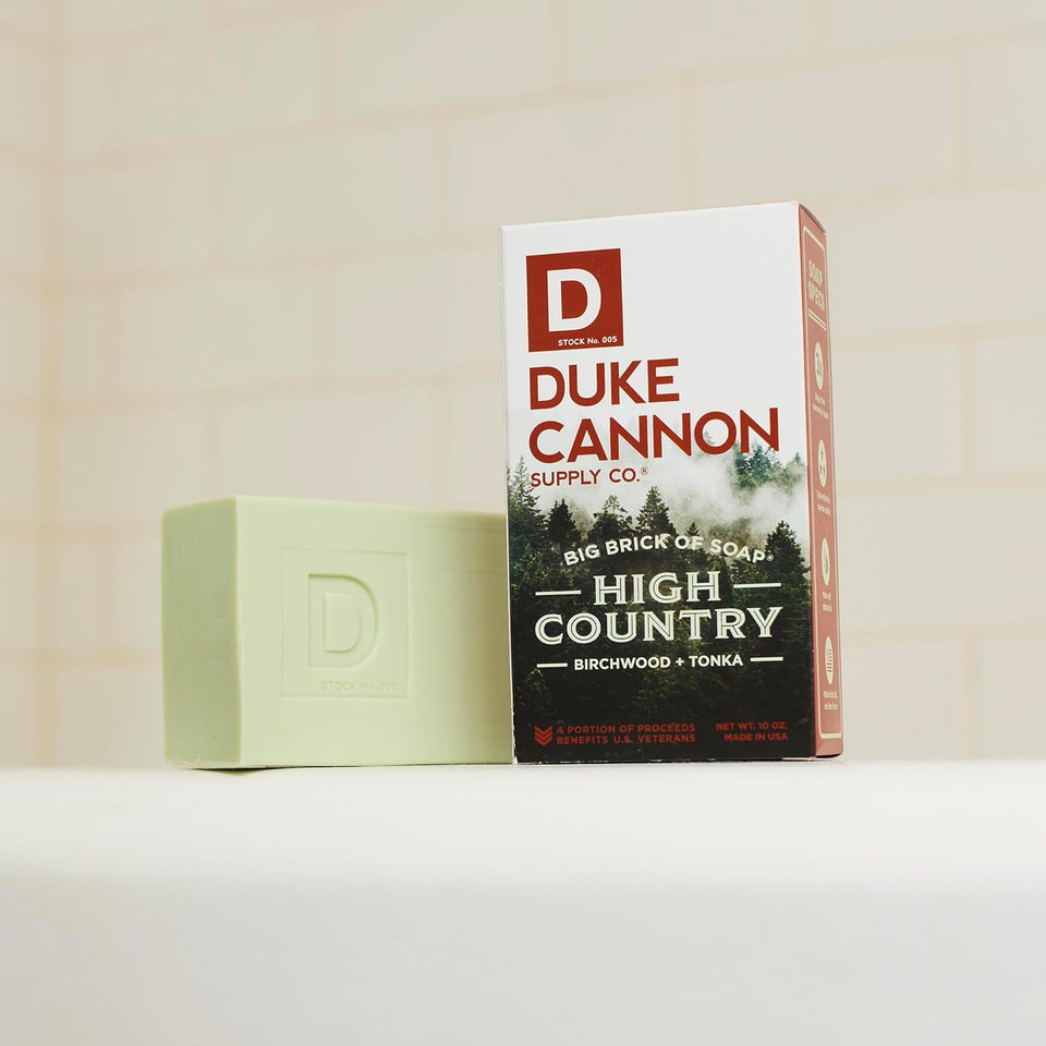 Duke Cannon Big Brick Of Soap - High Country | 10 Oz. Triple Milled Bar Soap | Birchwood & Tonka Scent | Supports U.S. Veterans, 3 Pack