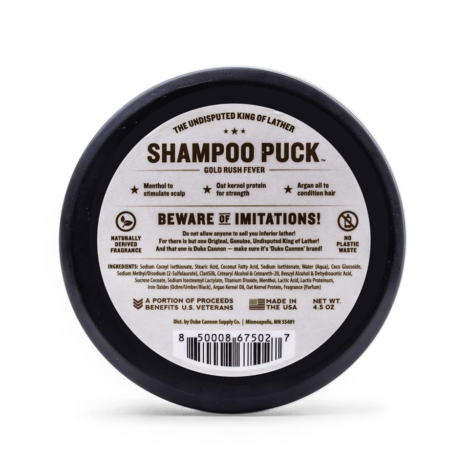 Duke Cannon Supply Co. Shampoo Puck For Men Gold Rush Fever Multi-Pack - Eco Friendly, Plastic Free, Solid Shampoo, Super Concentrated, Long-Lasting, Tsa Approved Tin, Sulfate-Free, 4.5 Oz (3 Pack)