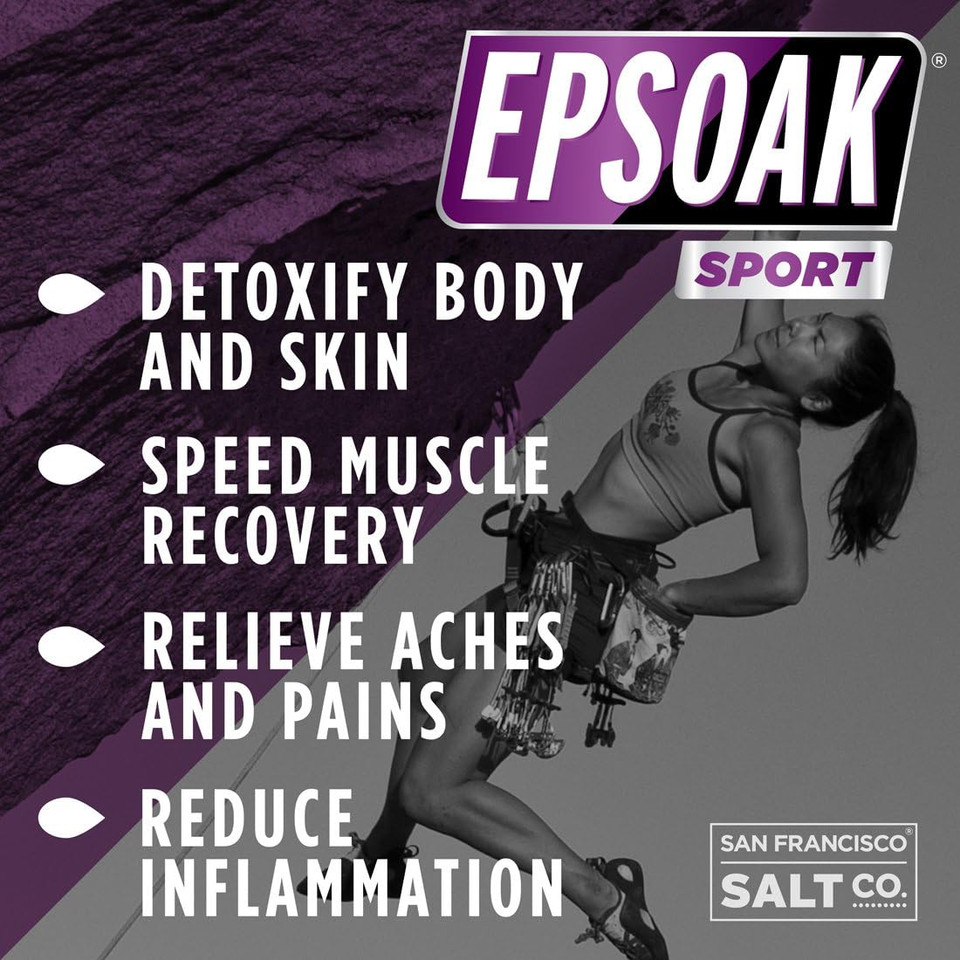 Epsoak Sport Lavender Epsom Salt For Athletes - 5 Lbs. Soothing Therapeutic Soak With Lavender Essential Oil