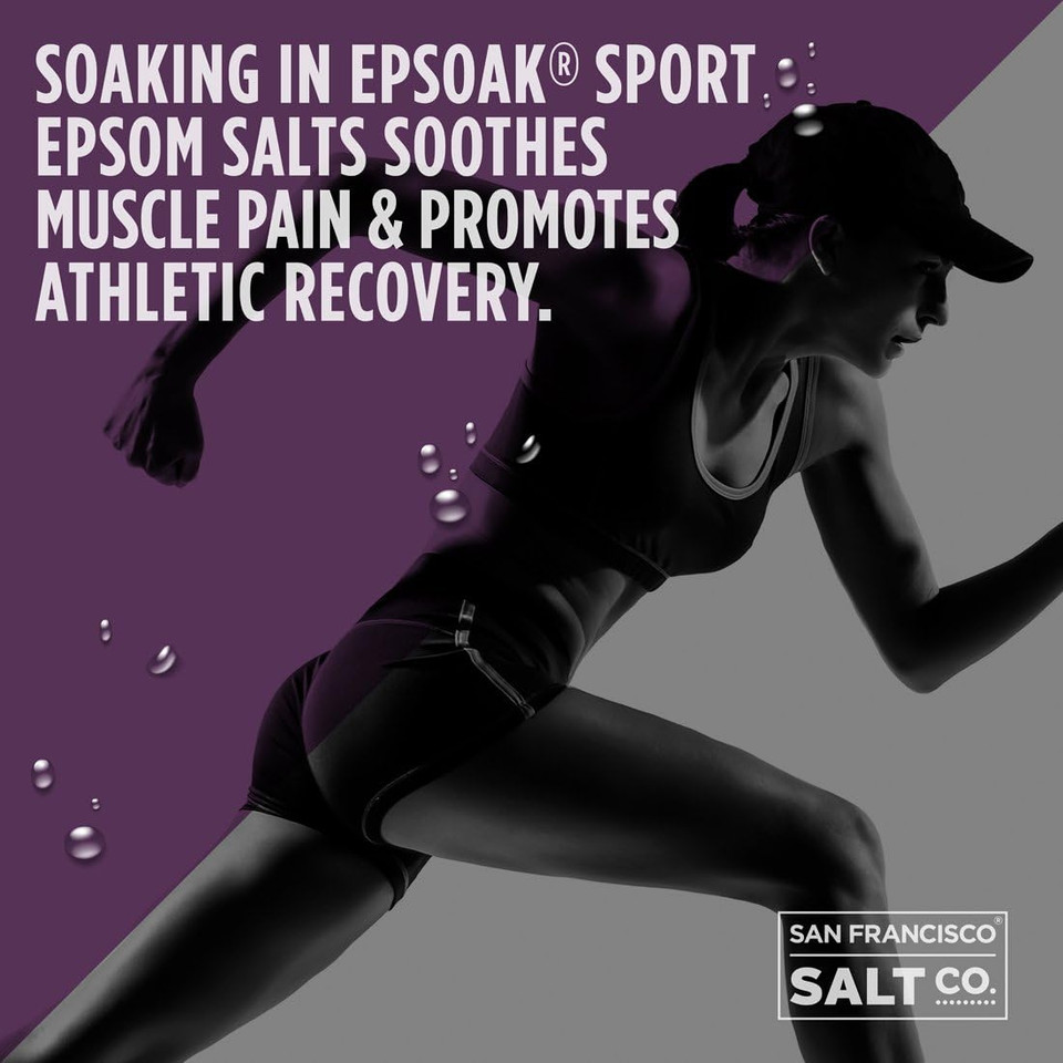 Epsoak Sport Lavender Epsom Salt For Athletes - 5 Lbs. Soothing Therapeutic Soak With Lavender Essential Oil