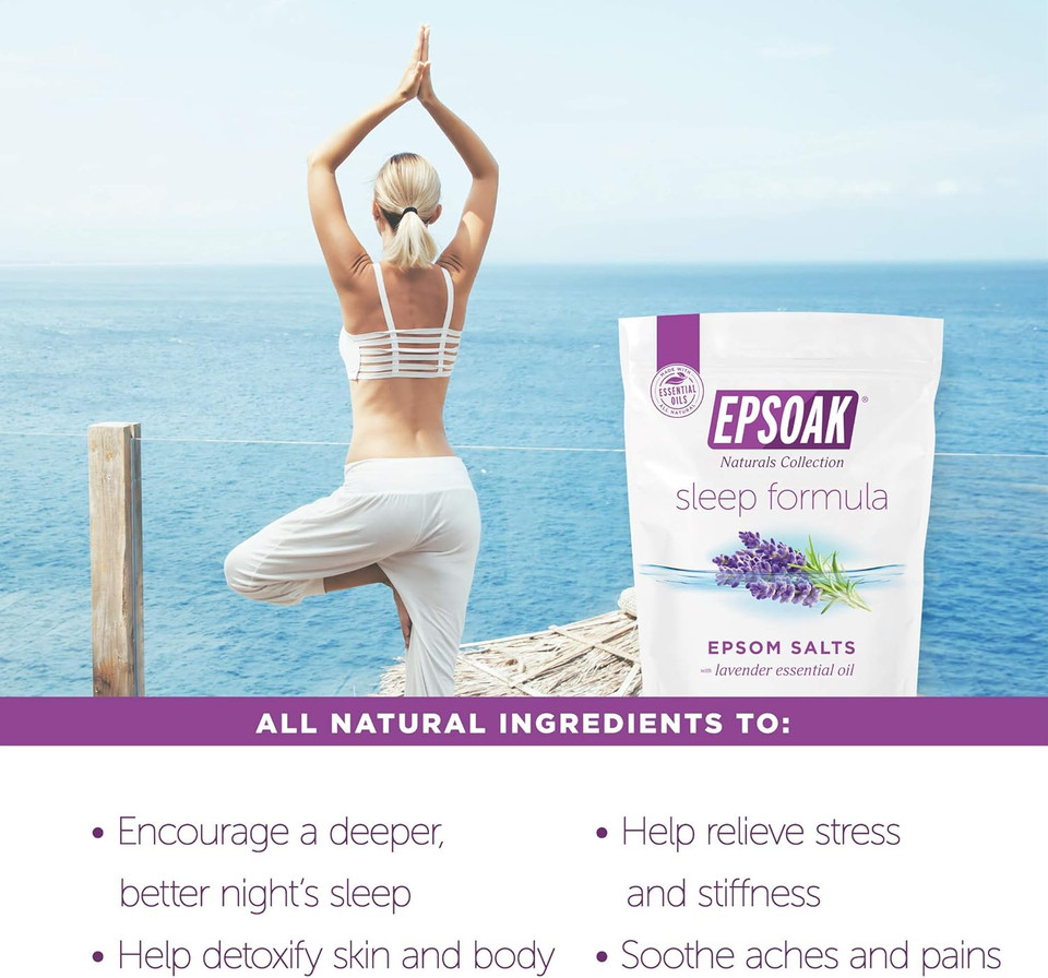 Epsoak Epsom Salt 5 Lb. Magnesium Sulfate Usp. (Qty. 1 X 5Lb. Bag), Lavender Sleep Formula, Resealable Epsom Salt Bag, Made In The Usa, Cruelty-Free Certified